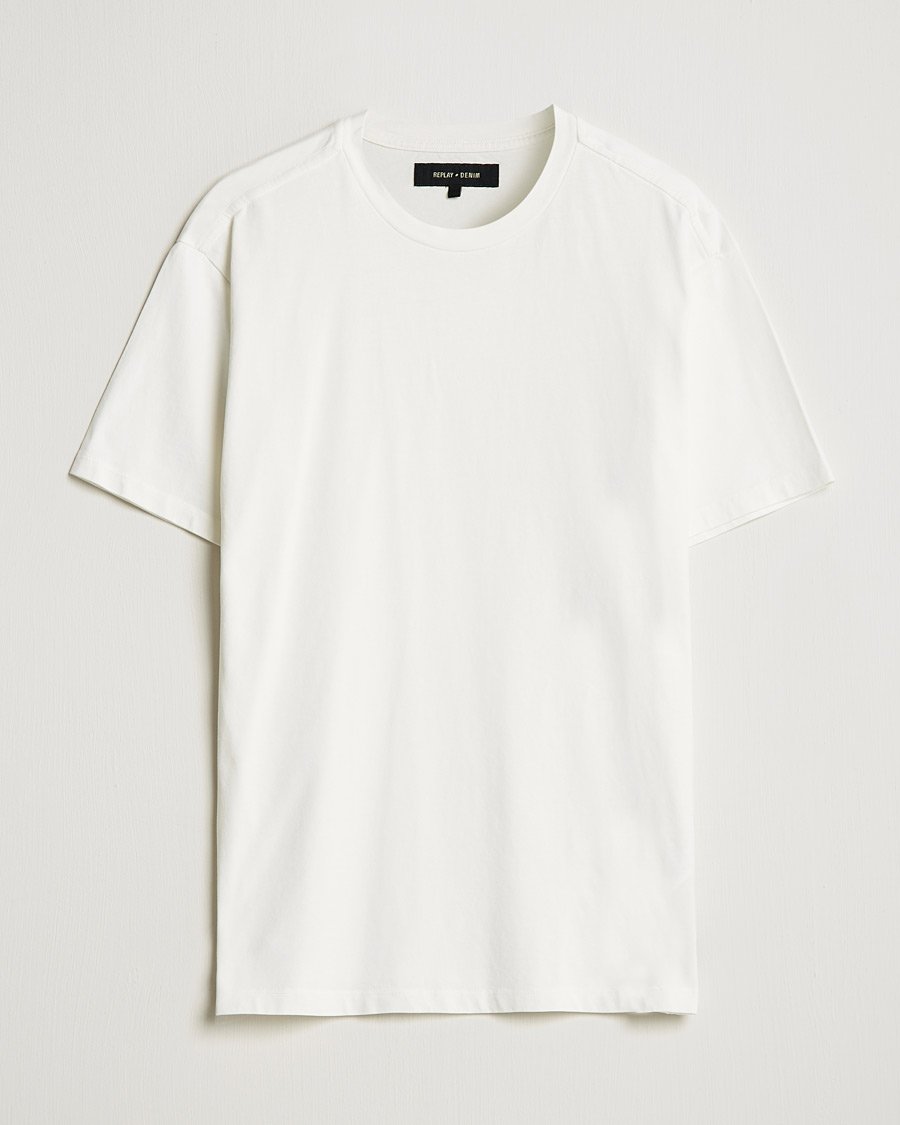 Herren | T-Shirts | Replay | Sartoriale Heavy Crew Neck T-Shirt Chalk White