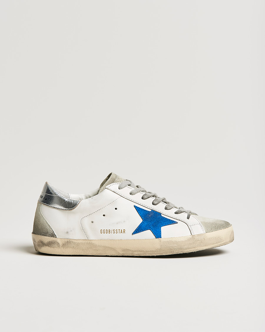 Herren | Golden Goose Deluxe Brand Super-Star Sneakers White/Electric Blue | Golden Goose | Deluxe Brand Super-Star Sneakers White/Electric Blue
