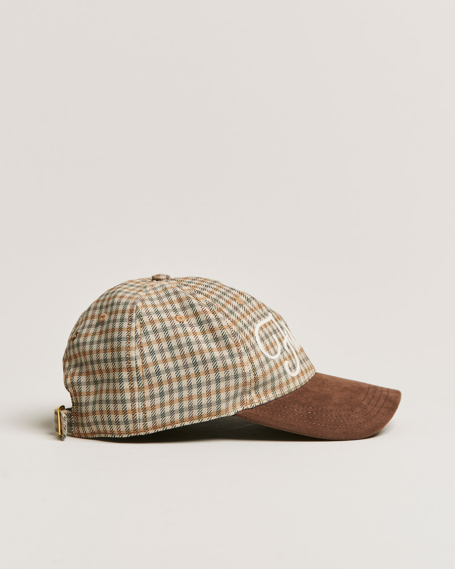 Herren | Golden Goose Deluxe Brand Alcantara Baseball Cap Brown Check | Golden Goose | Deluxe Brand Alcantara Baseball Cap Brown Check