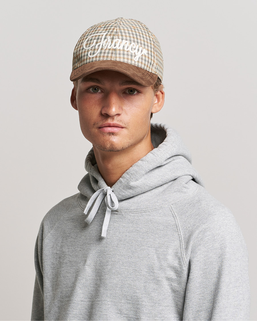 Herren | Golden Goose Deluxe Brand Alcantara Baseball Cap Brown Check | Golden Goose | Deluxe Brand Alcantara Baseball Cap Brown Check