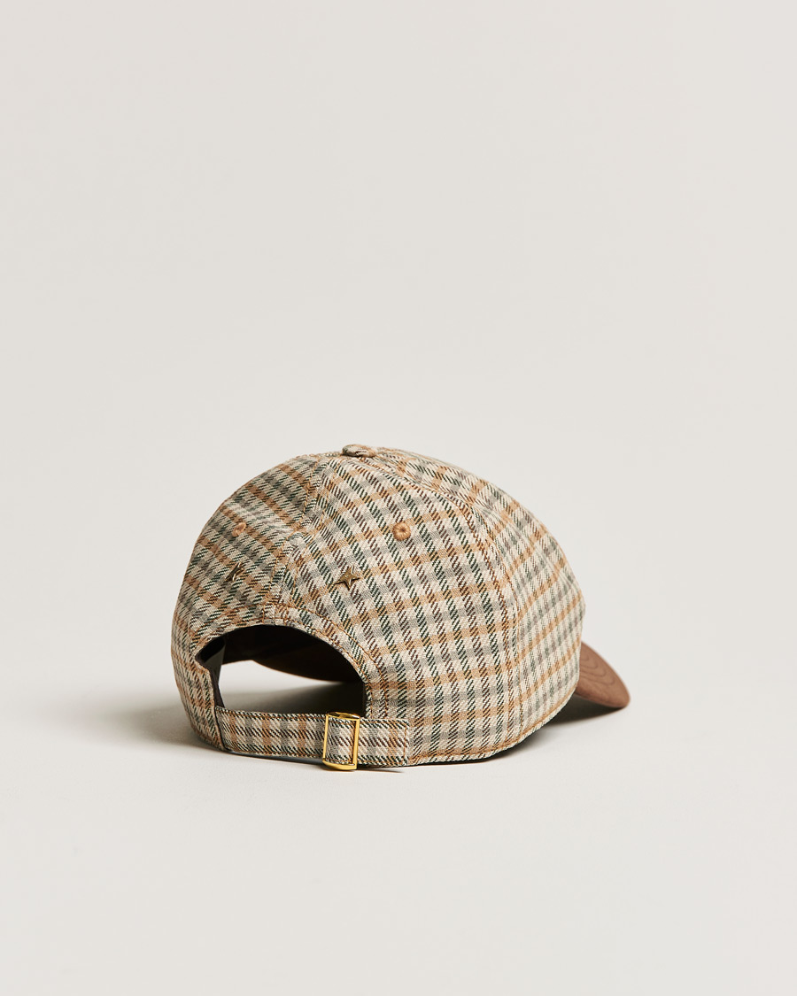 Herren | Golden Goose Deluxe Brand Alcantara Baseball Cap Brown Check | Golden Goose | Deluxe Brand Alcantara Baseball Cap Brown Check