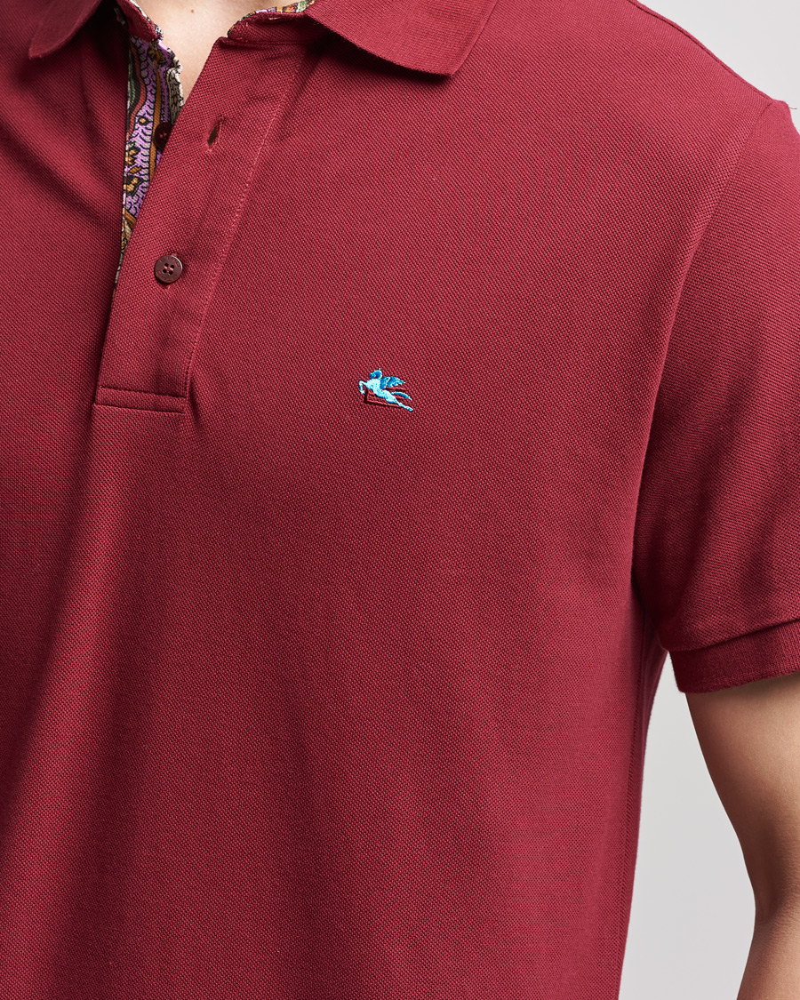 Herren | Poloshirts | Etro | Short Sleeve Contrast Paisley Polo Burgundy