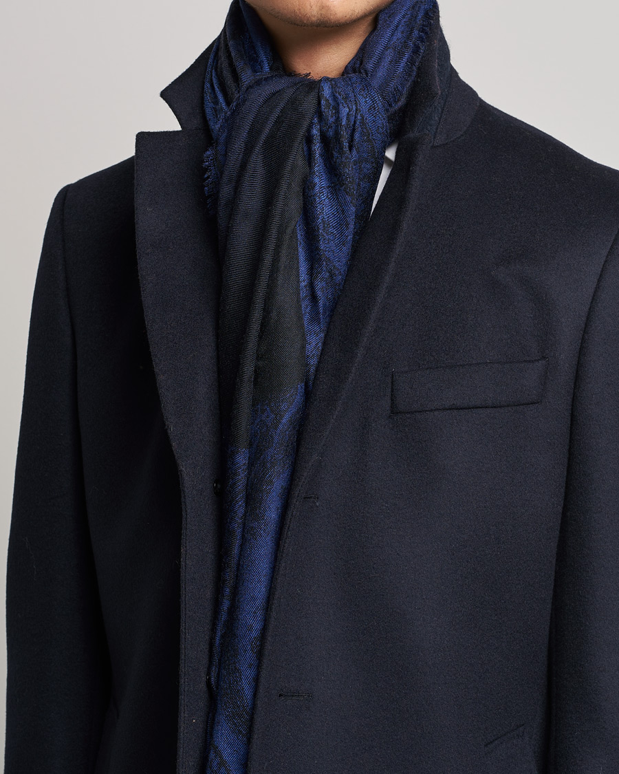 Herren | Etro Printed Cashmere Scarf Navy | Etro | Printed Cashmere Scarf Navy