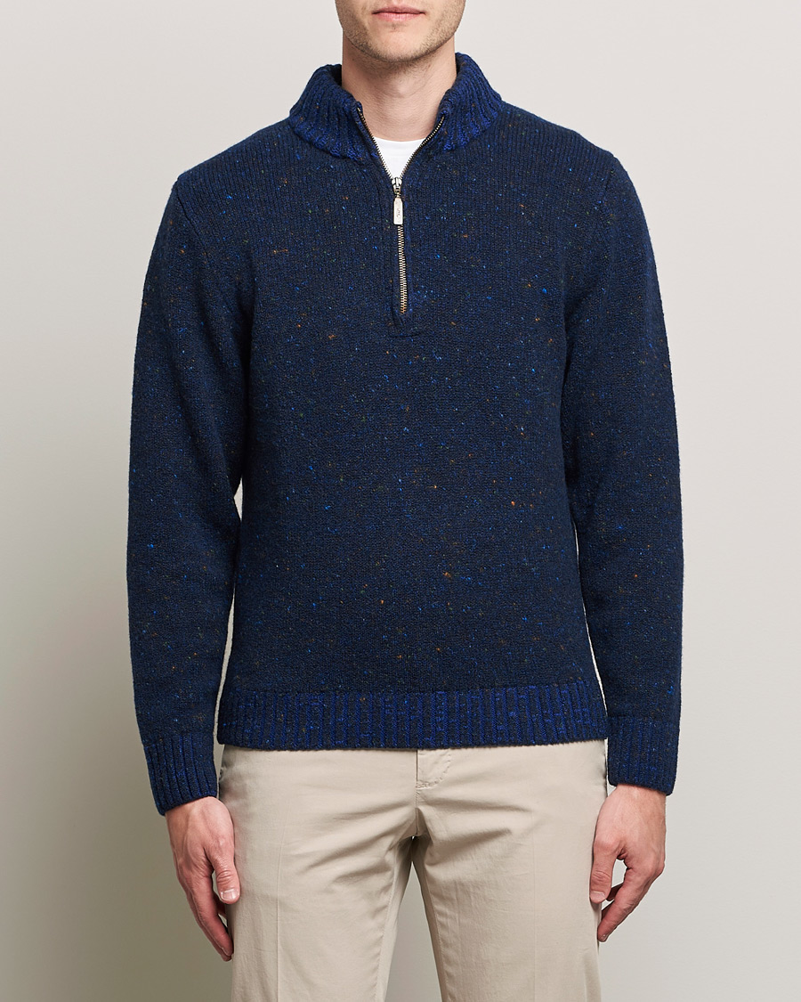 Herren | Pullover | Inis Meáin | Wool/Cashmere Half Zip Navy