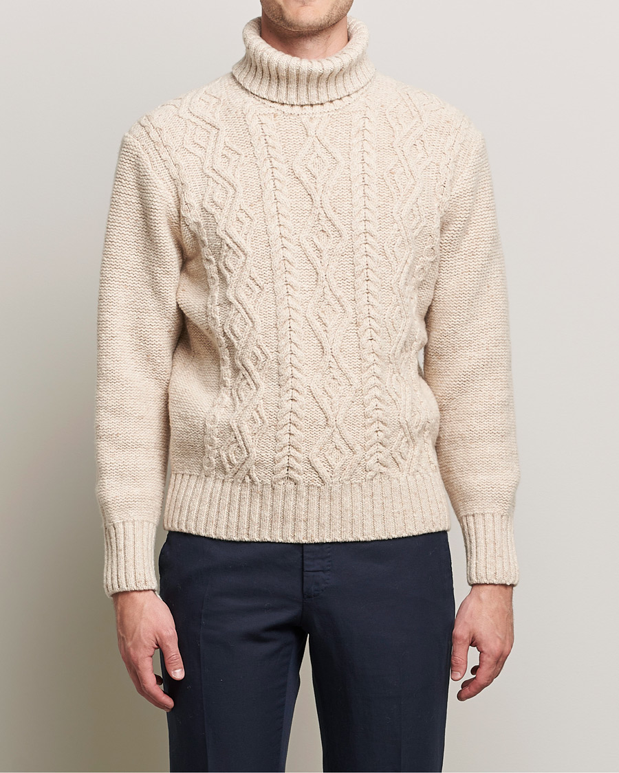 Herren | Pullover | Inis Meáin | Wool/Cashmere Aran Turtleneck Beige