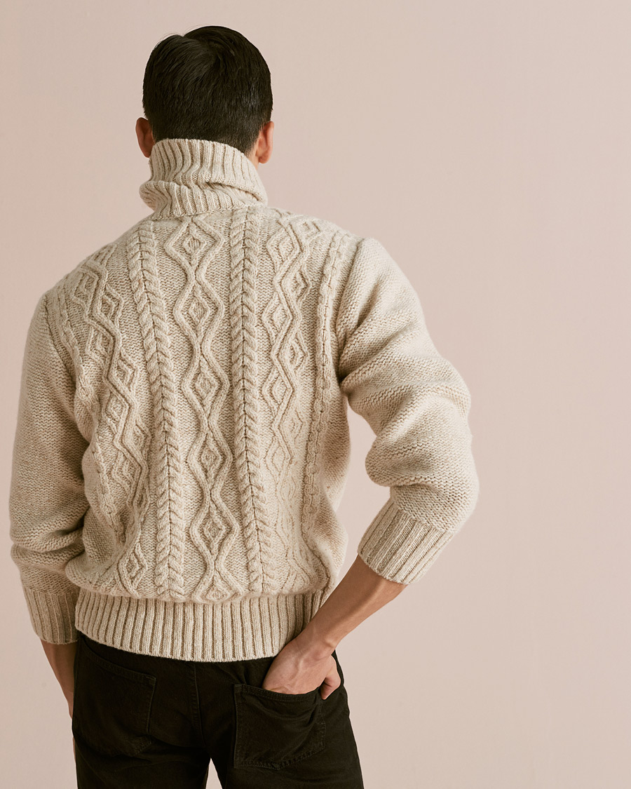 Herren | Pullover | Inis Meáin | Wool/Cashmere Aran Turtleneck Beige