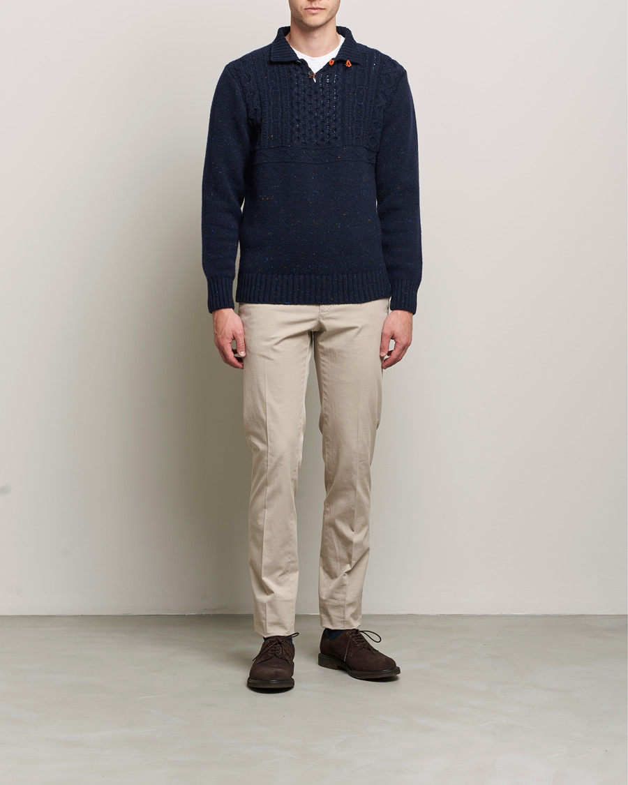 Herren | Pullover | Inis Meáin | Wool/Cashmere Máirtín Beag Galánta Button Neck Navy