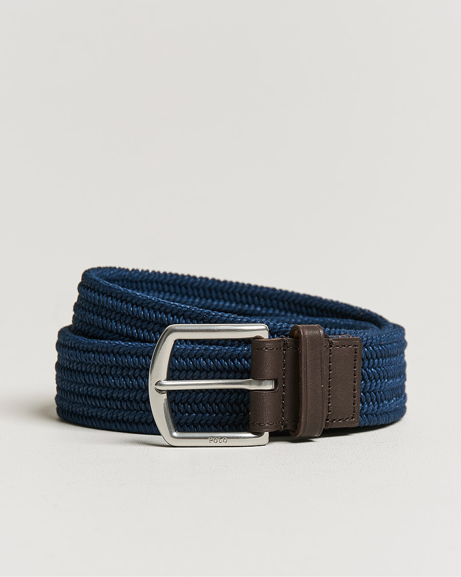 Herren | Polo Ralph Lauren Braided Cotton Elastic Belt Navy | Polo Ralph Lauren | Braided Cotton Elastic Belt Navy