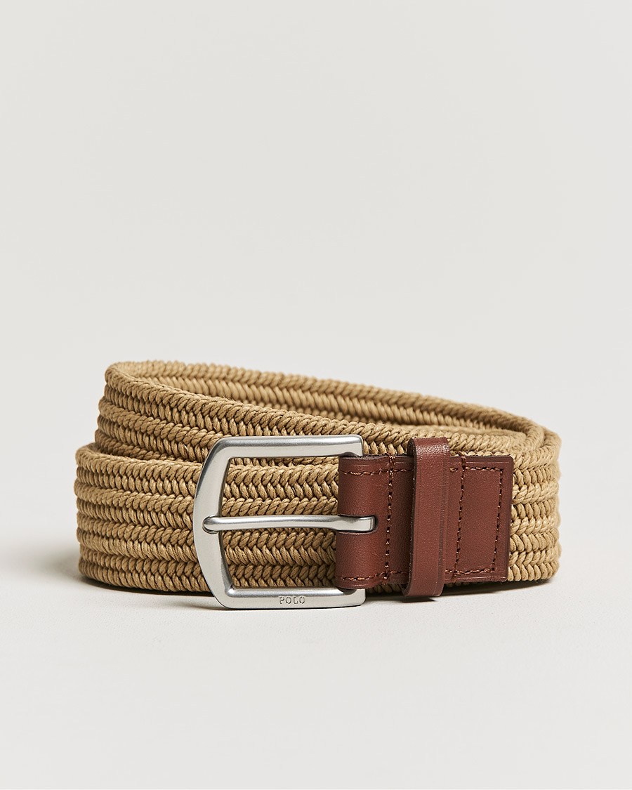 Herren | Polo Ralph Lauren Braided Cotton Elastic Belt Timber Brown | Polo Ralph Lauren | Braided Cotton Elastic Belt Timber Brown