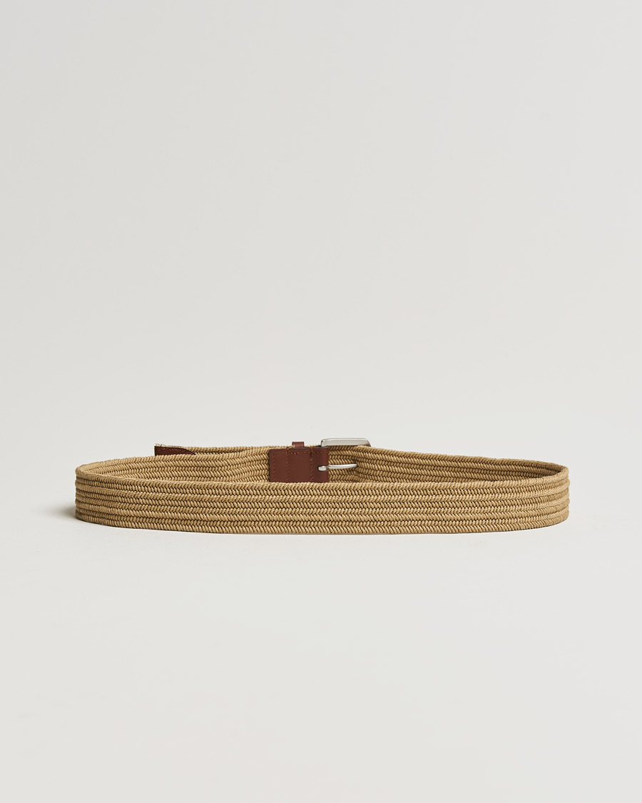 Herr | Accessoarer | Polo Ralph Lauren | Braided Cotton Elastic Belt Timber Brown
