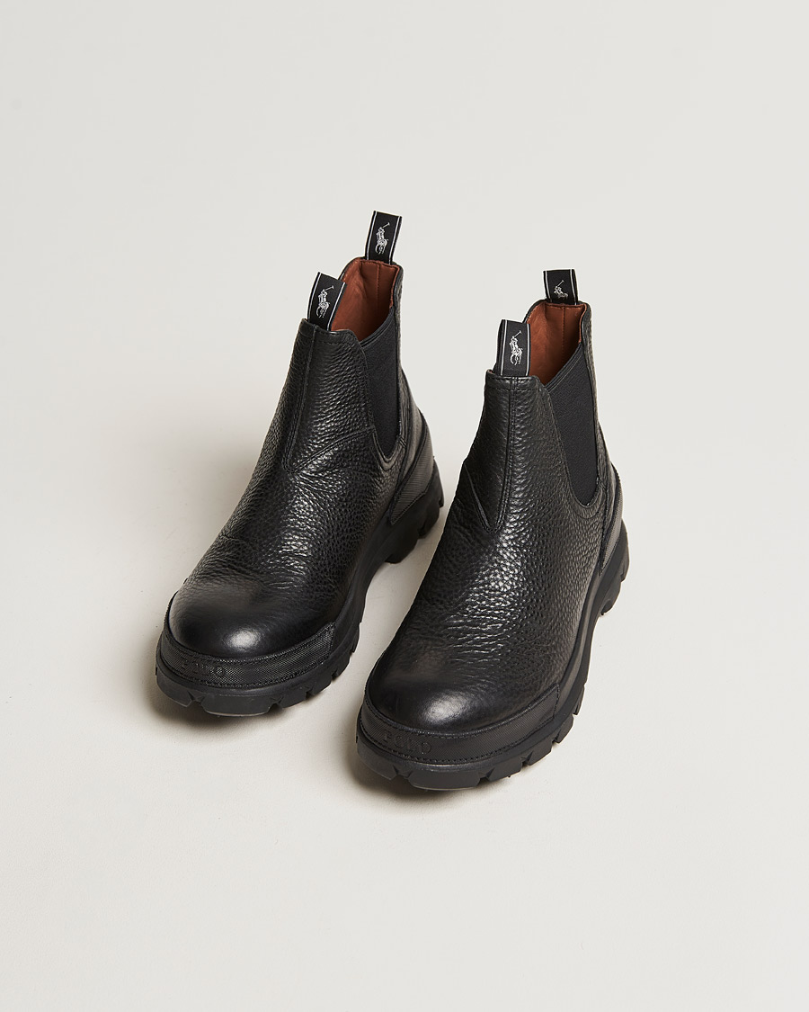 Herren | Polo Ralph Lauren Oslo Oiled Leather Chelsea Boot Black | Polo Ralph Lauren | Oslo Oiled Leather Chelsea Boot Black