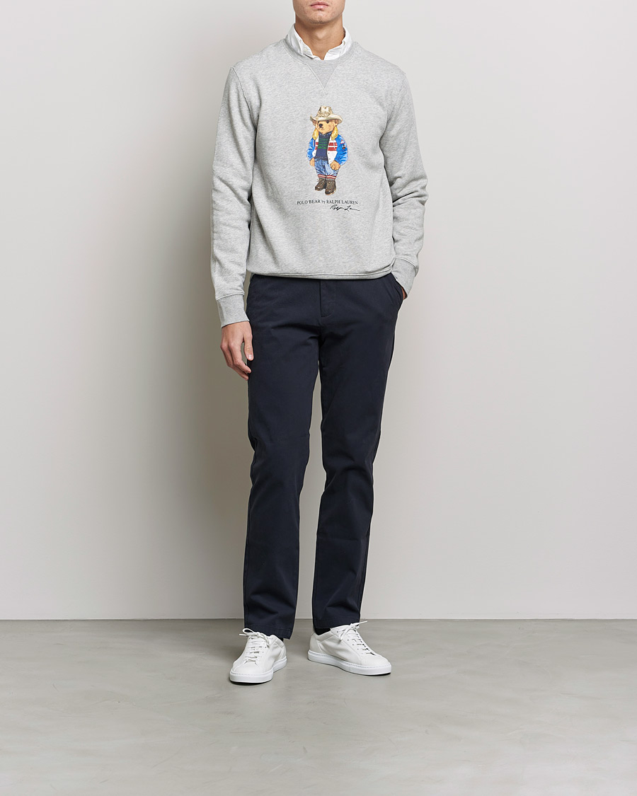 Herren | Pullover | Polo Ralph Lauren | Printed Denim Bear Sweatshirt Andover Heather