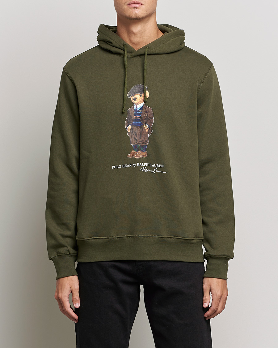 Herren | Pullover | Polo Ralph Lauren | Printed Denim Bear Hoodie Army Olive