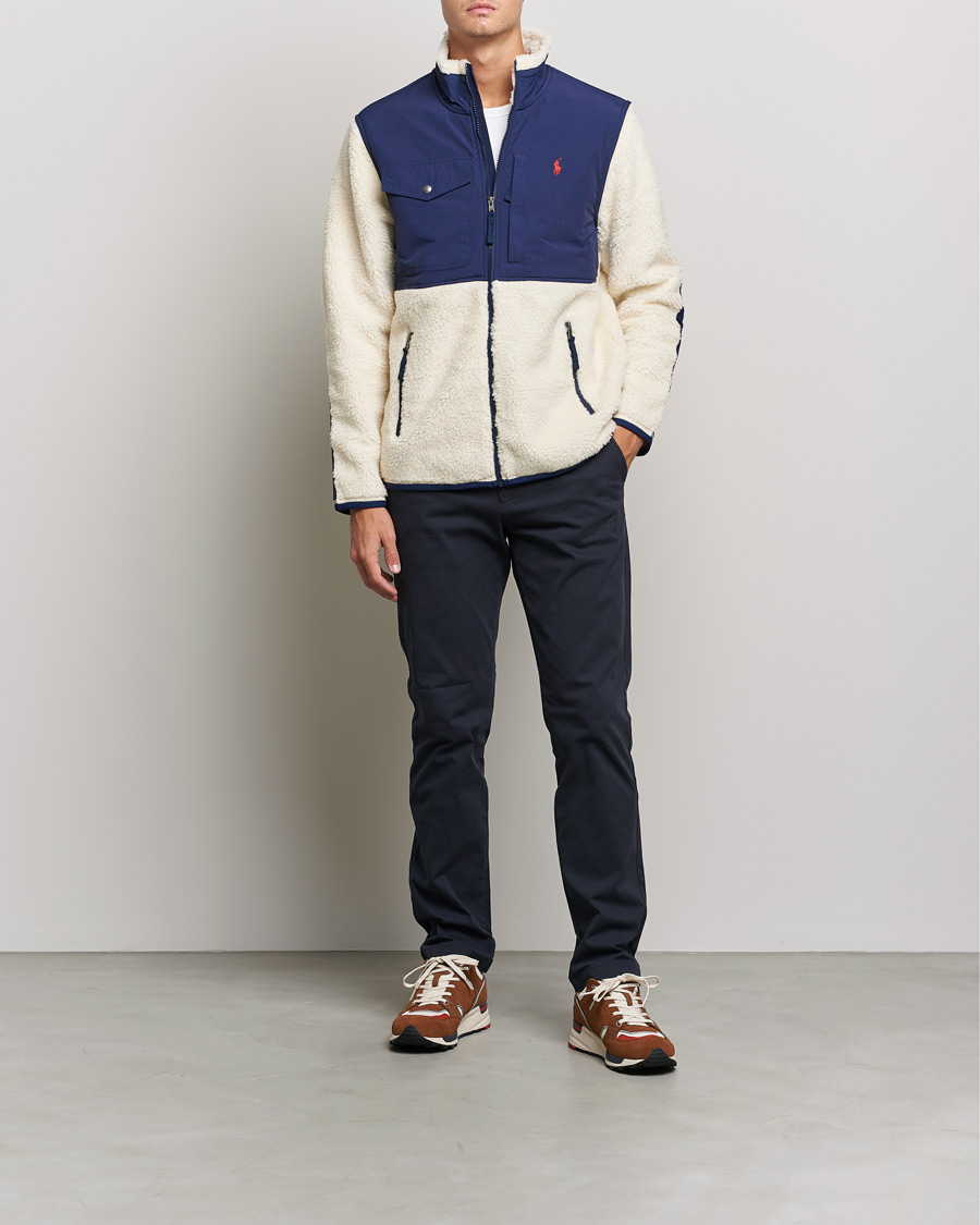 Herren | Pullover | Polo Ralph Lauren | Bonded Sherpa Full Zip Sweater Creme/Navy