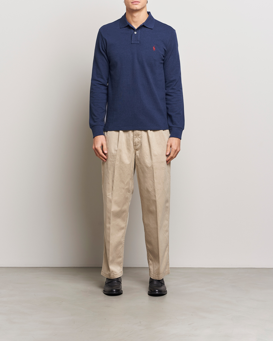 Herren | Poloshirts | Polo Ralph Lauren | Custom Slim Fit Long Sleeve Polo Spring Navy Heather