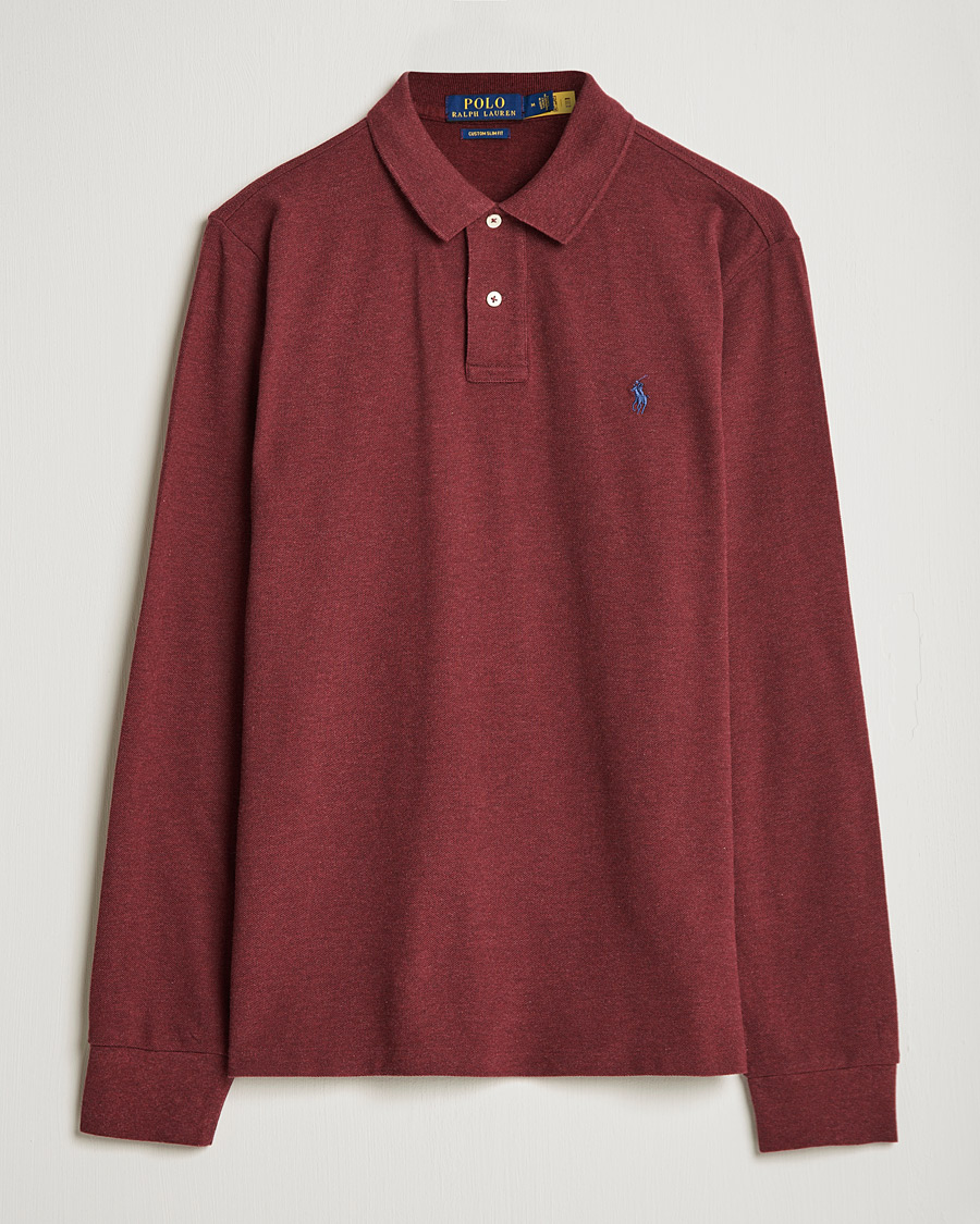 Herren | Poloshirts | Polo Ralph Lauren | Custom Fit Long Sleeve Polo Spring Wine Heather