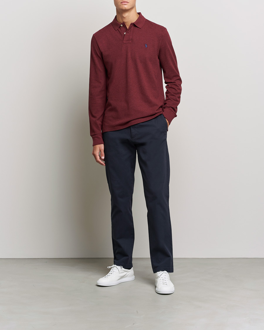 Herren | Poloshirts | Polo Ralph Lauren | Custom Fit Long Sleeve Polo Spring Wine Heather