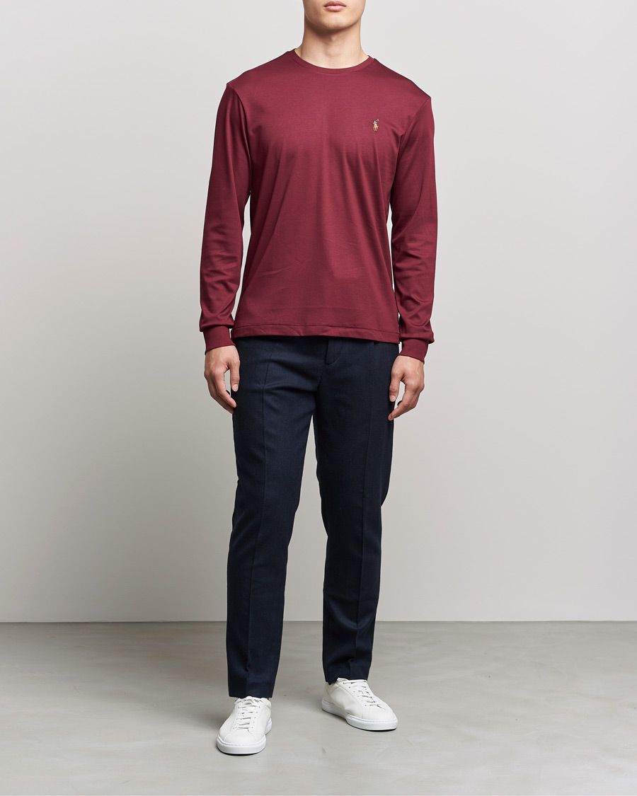 Herren | T-Shirts | Polo Ralph Lauren | Luxury Pima Cotton Long Sleeve Tee Classic Wine