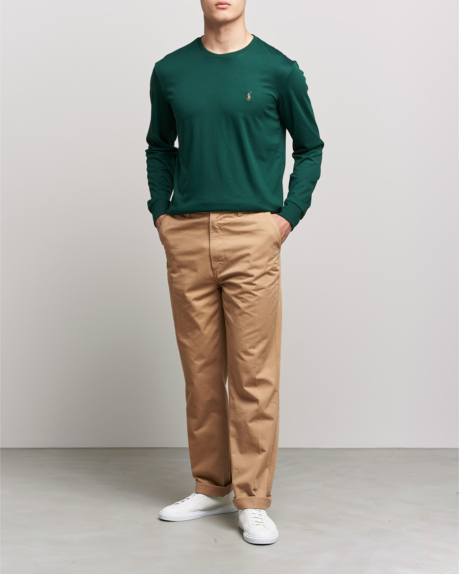Herren | T-Shirts | Polo Ralph Lauren | Luxury Pima Cotton Long Sleeve Tee College Green