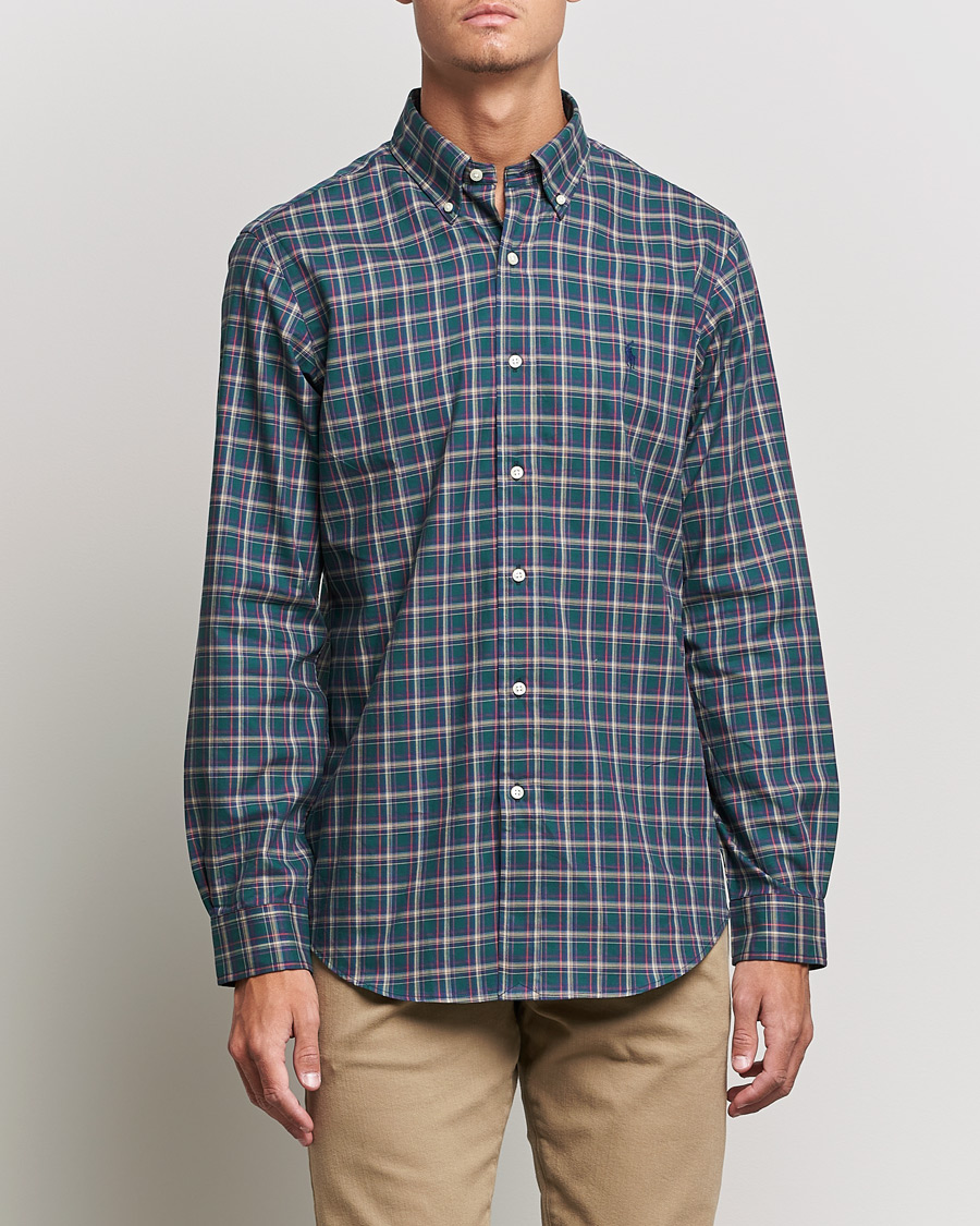 Herren | Hemden | Polo Ralph Lauren | Custom Fit Twill Checked Shirt Green/Cream