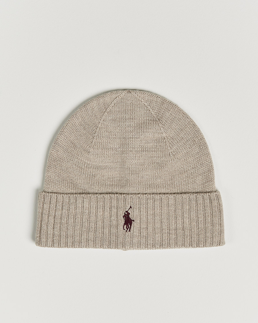 Herren | Polo Ralph Lauren Merino Wool Beanie Oatmeal Heather | Polo Ralph Lauren | Merino Wool Beanie Oatmeal Heather