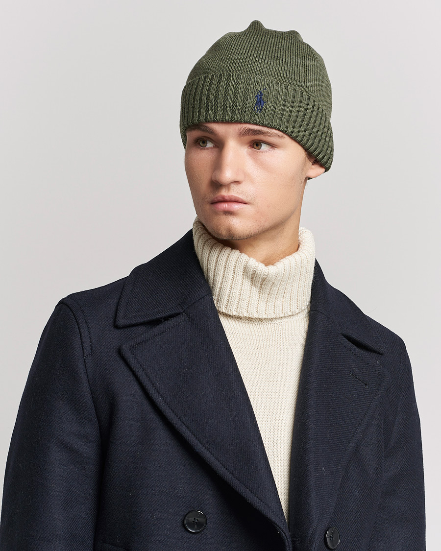 Herren | Polo Ralph Lauren Merino Wool Beanie Army Olive Heather | Polo Ralph Lauren | Merino Wool Beanie Army Olive Heather