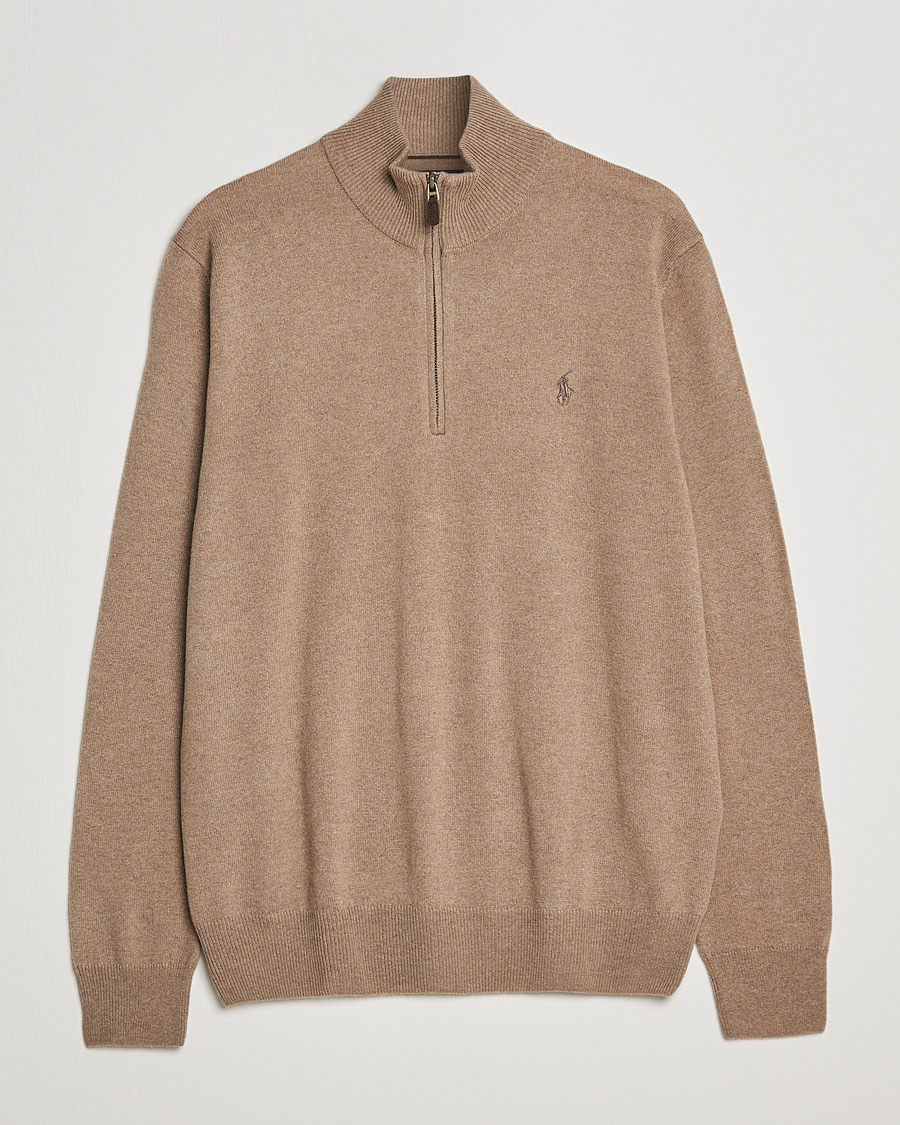 Herren | Pullover | Polo Ralph Lauren | Merino Half Zip Sweater Honey Brown Heather
