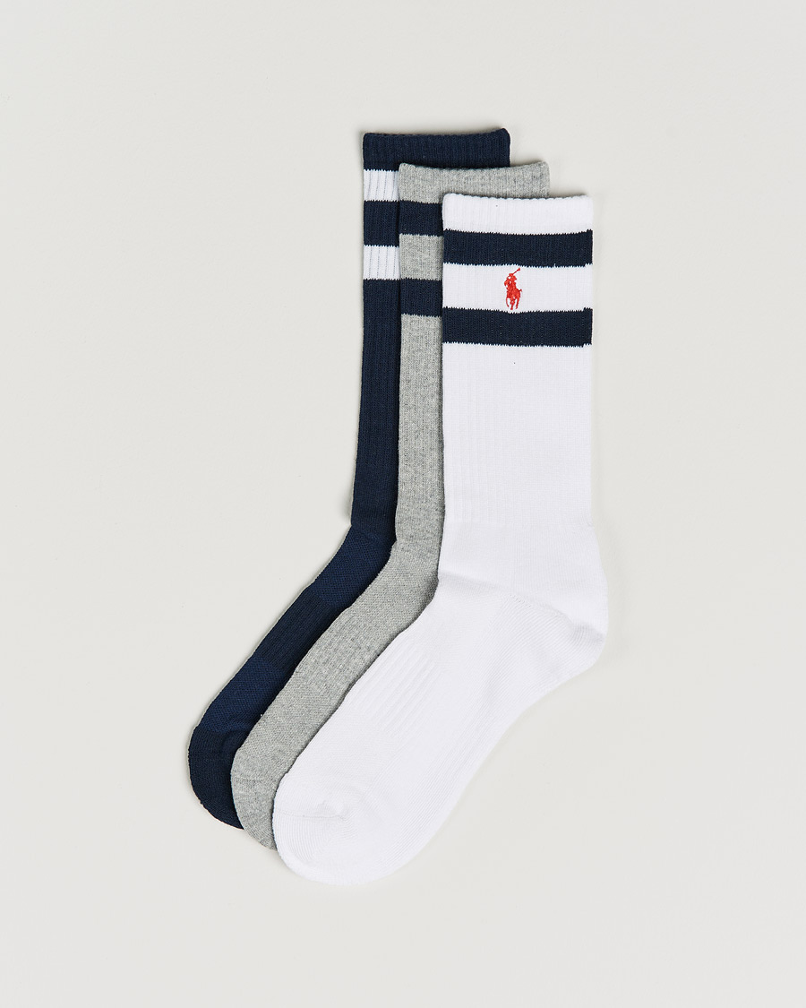 Herren | Unterwäsche | Polo Ralph Lauren | 3-Pack Sport Striped Socks White/Grey/Navy