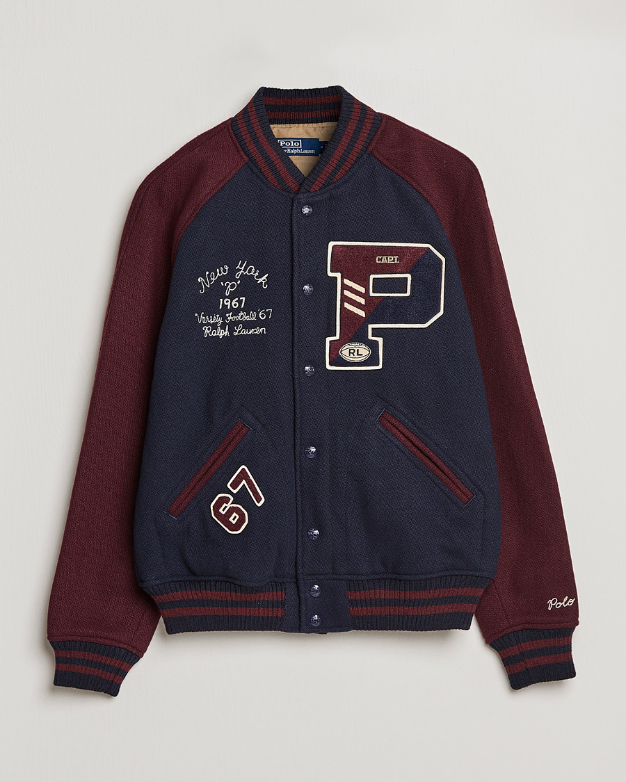 Herren | Jacken | Polo Ralph Lauren | Varsity Lined Bomber Jacket Hunter Navy/Rich Ruby