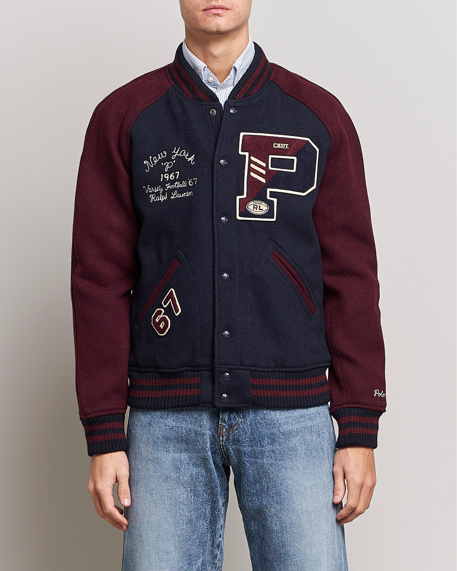 Herren | Jacken | Polo Ralph Lauren | Varsity Lined Bomber Jacket Hunter Navy/Rich Ruby