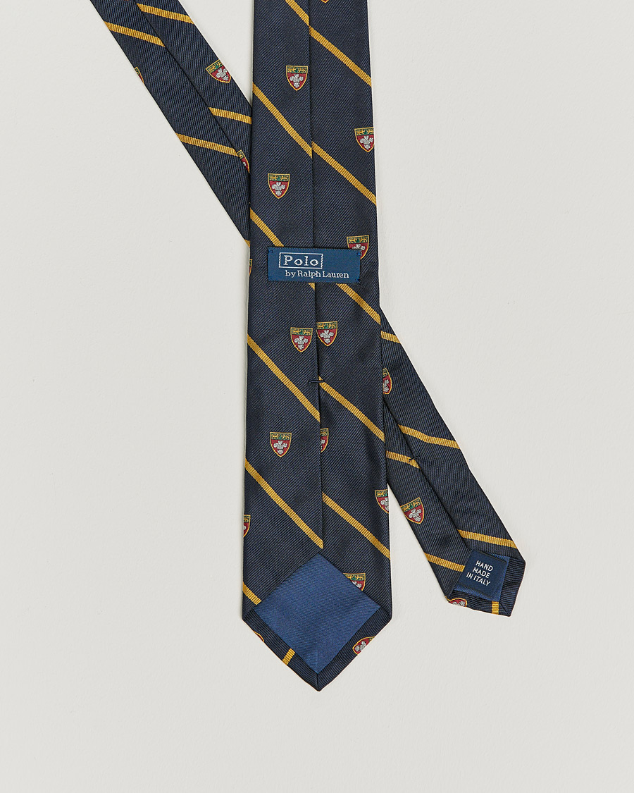 Herren | Polo Ralph Lauren Crest Striped Tie Navy | Polo Ralph Lauren | Crest Striped Tie Navy