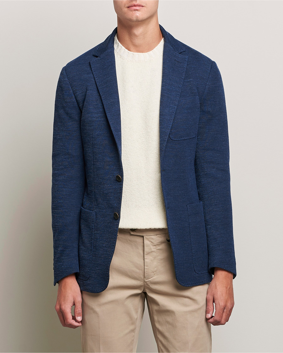 Herren | Sakkos | Canali | Structured Wool Jersey Jacket Dark Blue