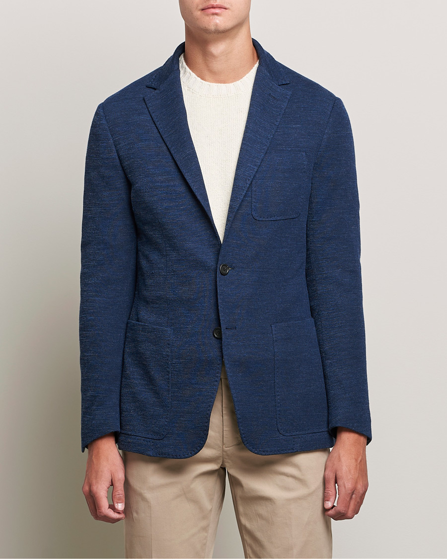 Herren | Sakkos | Canali | Structured Wool Jersey Jacket Dark Blue