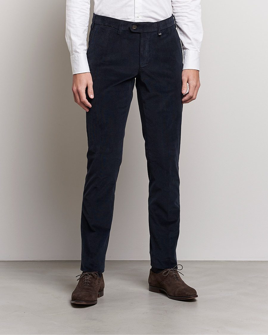 Herren | Hosen | Canali | Slim Fit Corduroy Trousers Navy