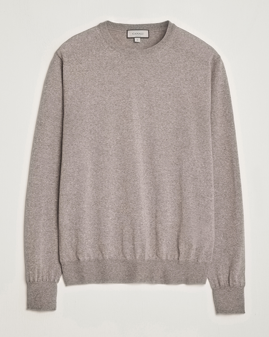 Herren | Pullover | Canali | Merino Wool Crew Neck Taupe