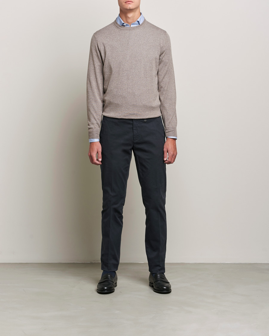 Herren | Pullover | Canali | Merino Wool Crew Neck Taupe