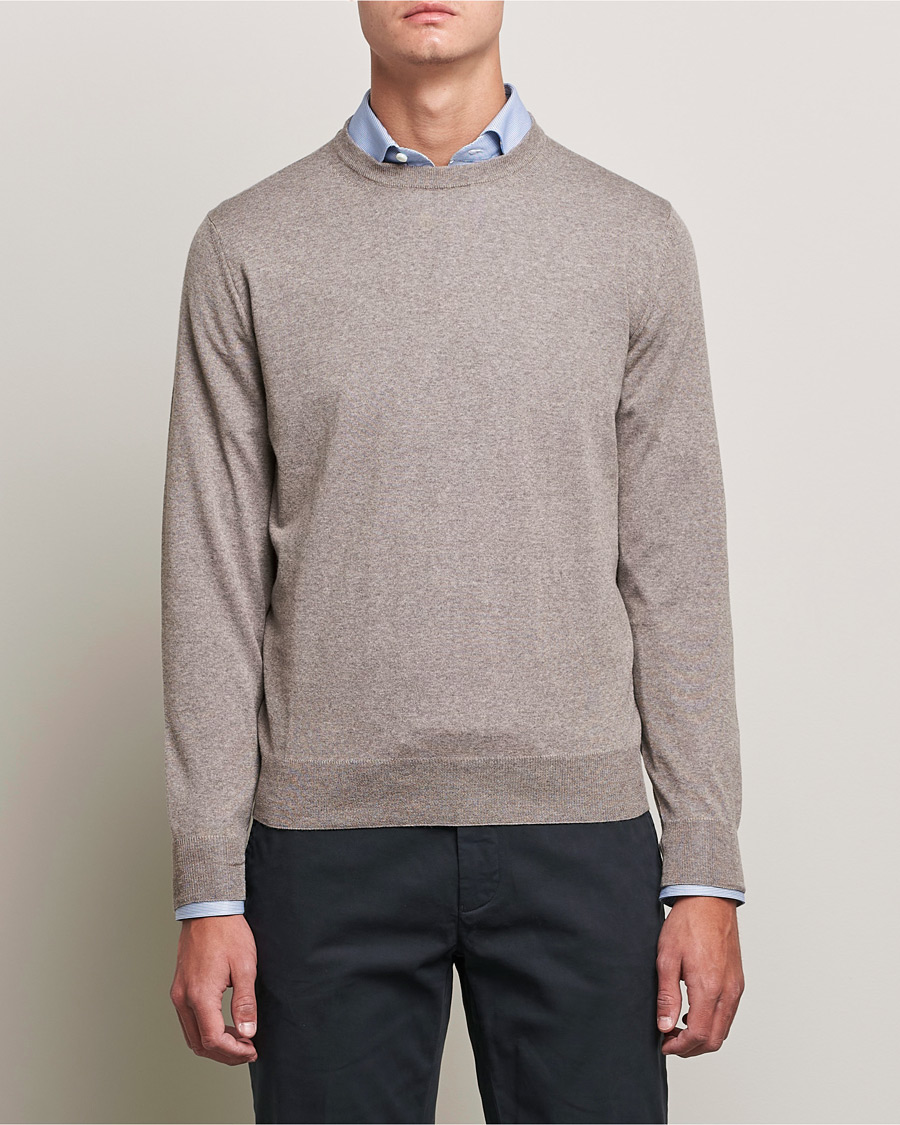 Herren | Pullover | Canali | Merino Wool Crew Neck Taupe