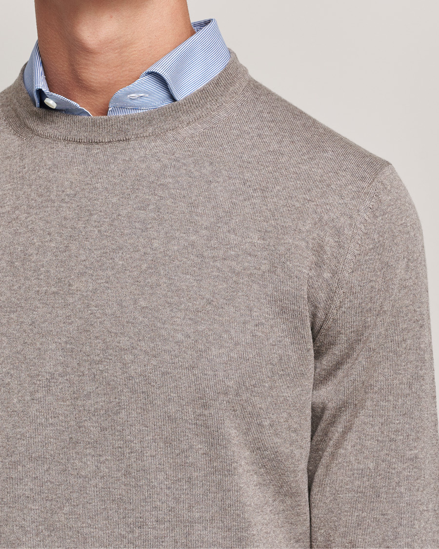 Herren | Pullover | Canali | Merino Wool Crew Neck Taupe