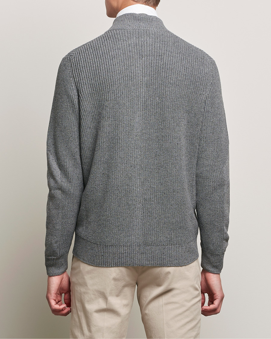 Herren | Pullover | Canali | Cotton/Cashmere Full Zip Light Grey