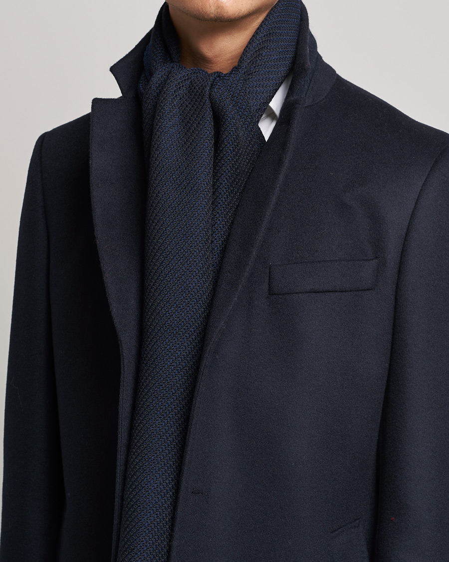 Herren | Canali Textured Wool Scarf Navy | Canali | Textured Wool Scarf Navy