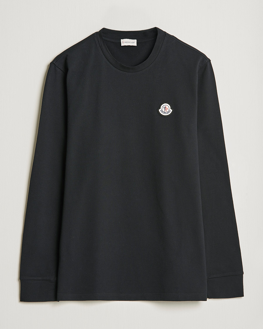 Herren | T-Shirts | Moncler | Long Sleeve Logo Patch T-Shirt Black