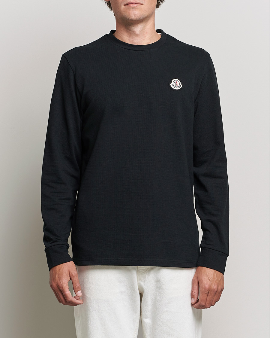 Herren | T-Shirts | Moncler | Long Sleeve Logo Patch T-Shirt Black