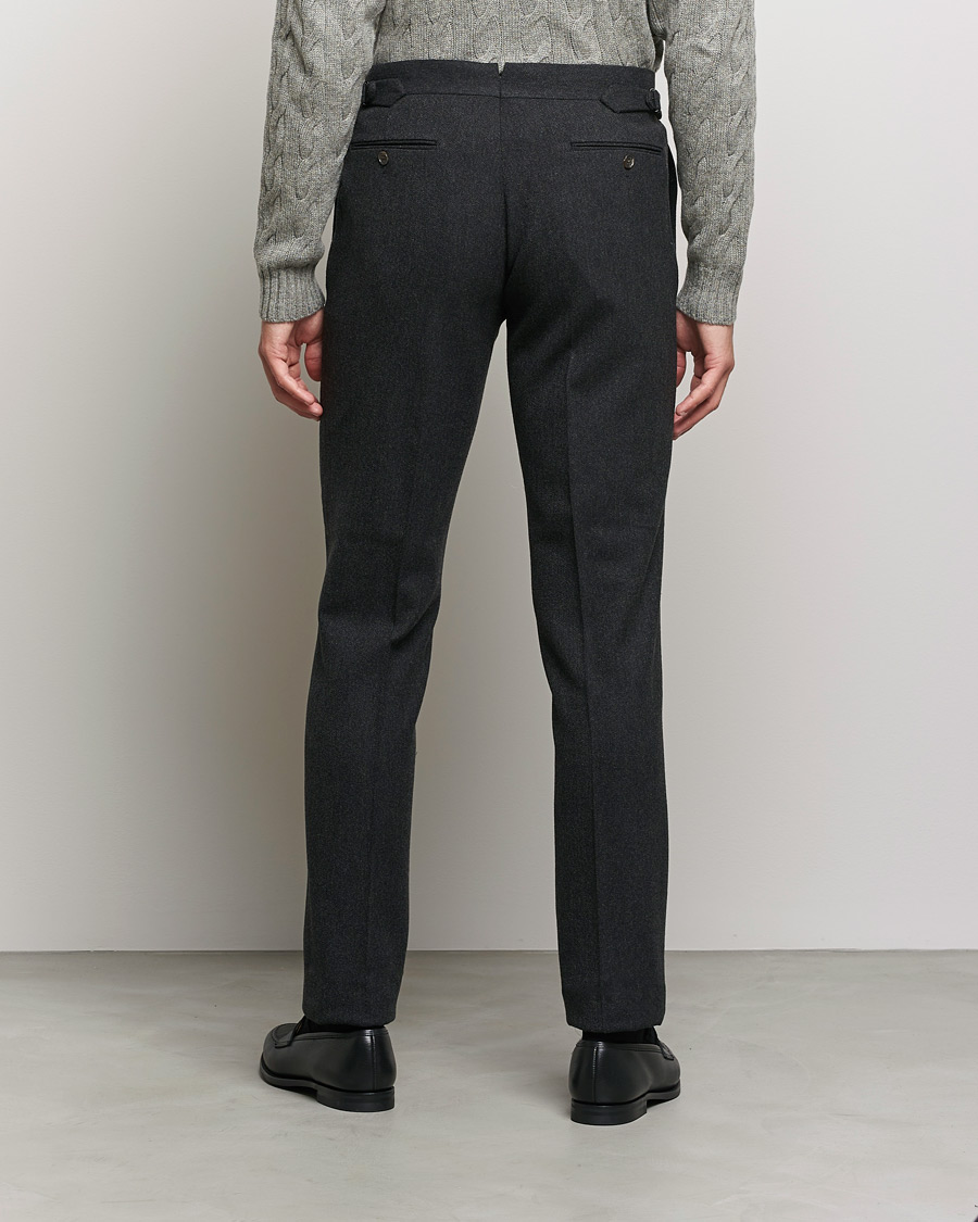 Herren | Hosen | Ralph Lauren Purple Label | Flat Front Flannel Trousers Dark Grey