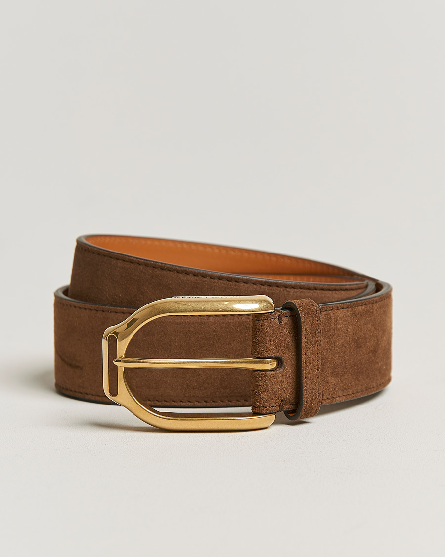 Herren | Ralph Lauren Purple Label Suede Belt Chestnut Brown | Ralph Lauren Purple Label | Suede Belt Chestnut Brown