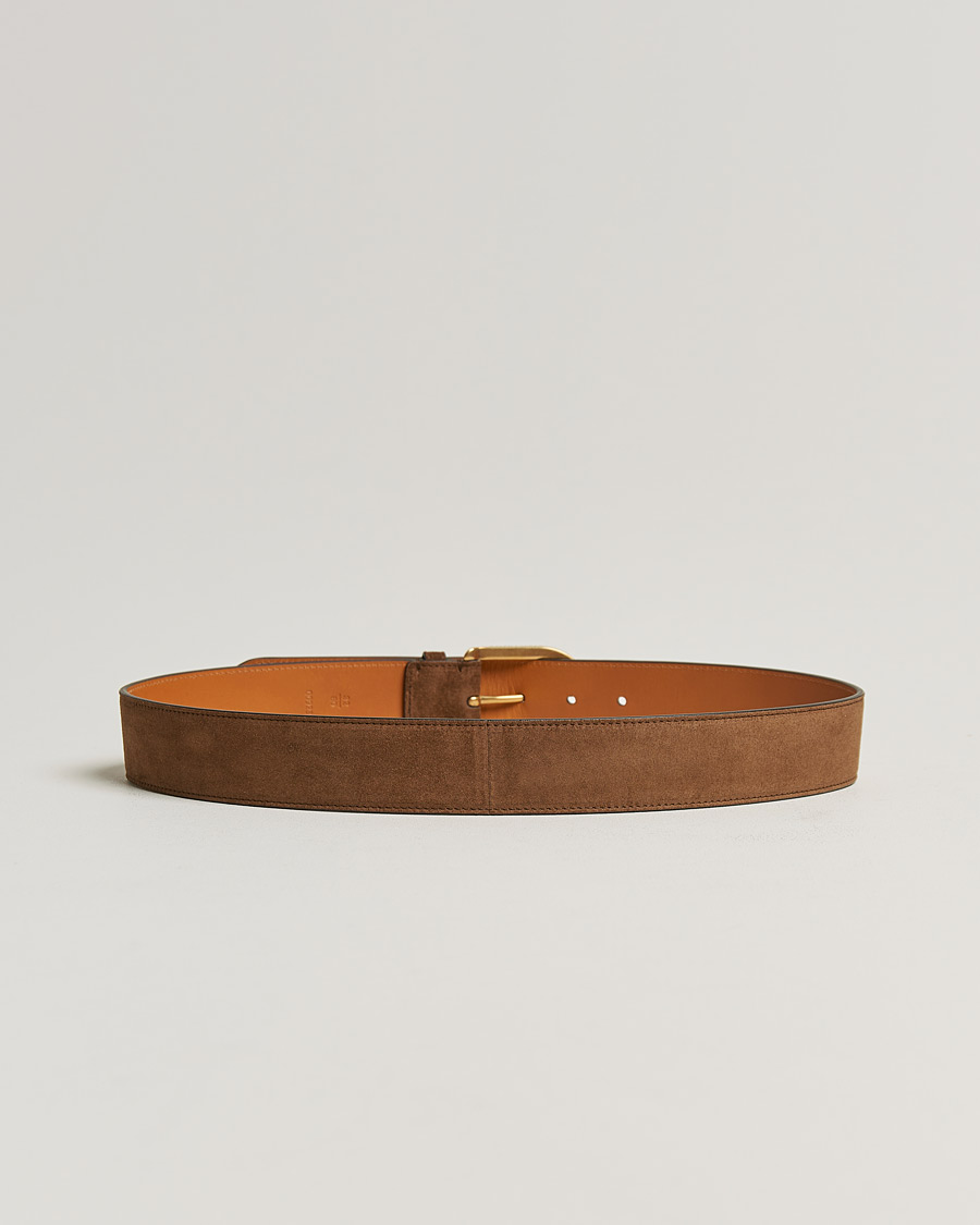 Herren | Ralph Lauren Purple Label Suede Belt Chestnut Brown | Ralph Lauren Purple Label | Suede Belt Chestnut Brown