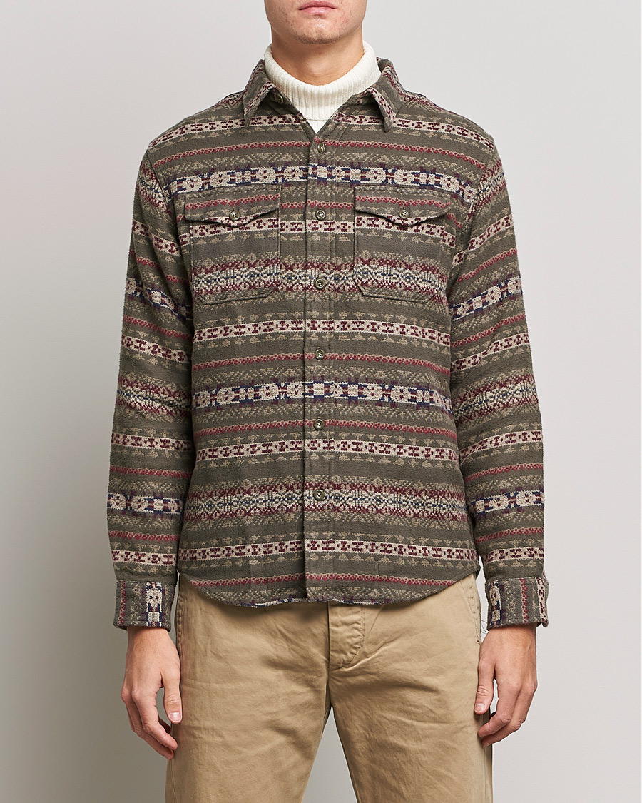 Herren | Hemden | RRL | Melton Brushed Jacquard Overshirt Olive