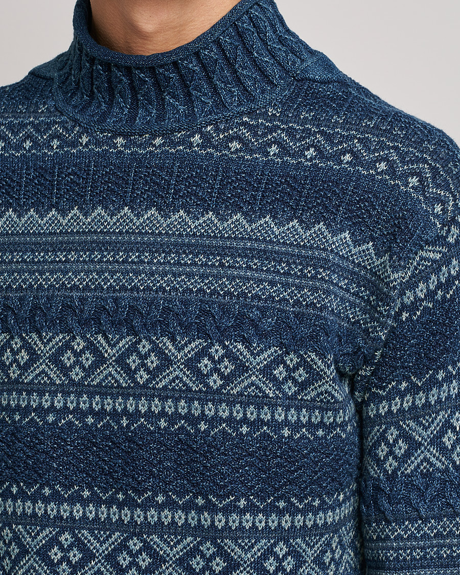 Herren | Pullover | RRL | Mock Neck Sweater Blue Indigo