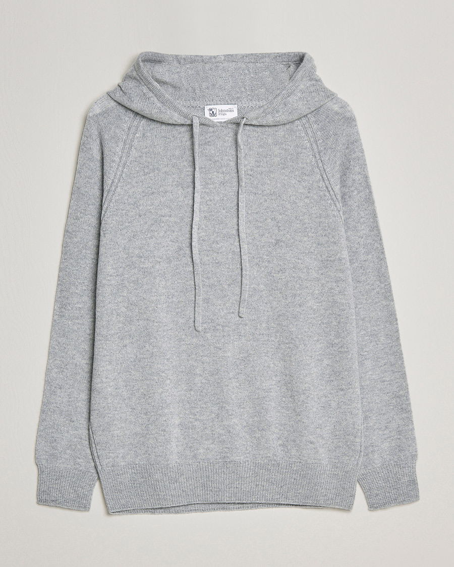Herren | Pullover | Johnstons of Elgin | Seamless Cashmere Hoodie Silver