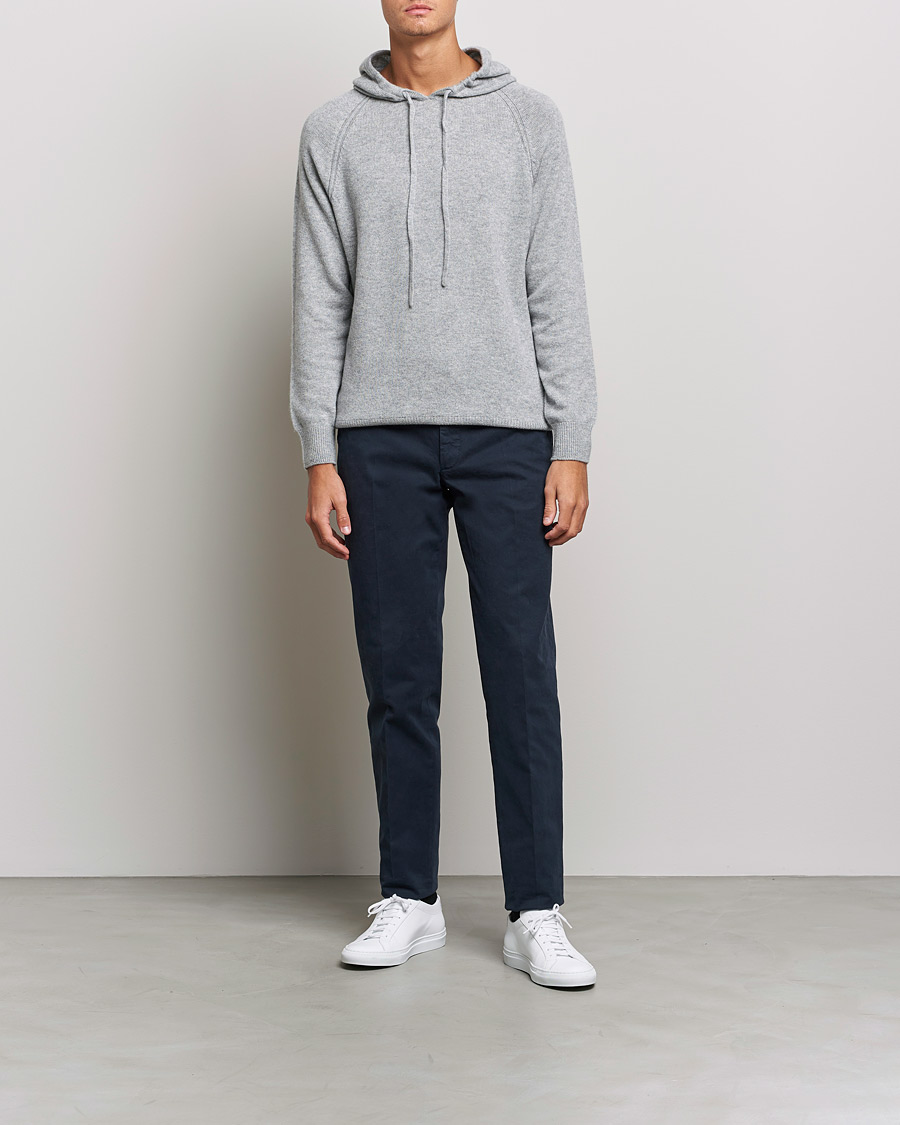 Herren | Pullover | Johnstons of Elgin | Seamless Cashmere Hoodie Silver