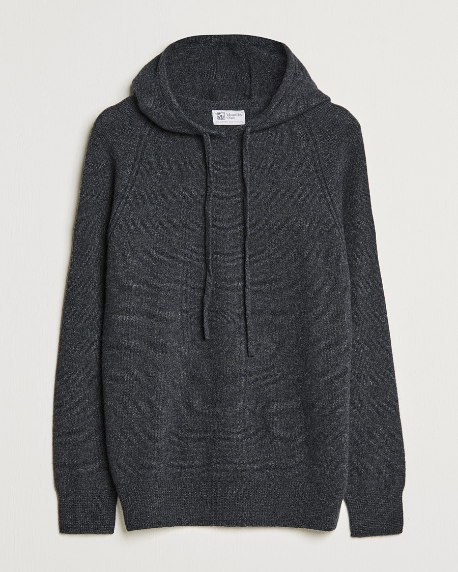 Herren | Pullover | Johnstons of Elgin | Seamless Cashmere Hoodie Carbon